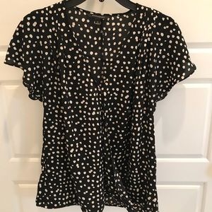 Banana Republic Polka Dot Faux Wrap Blouse
